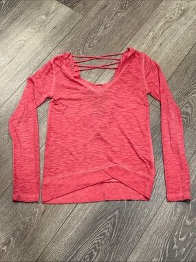 Buckle Pink Strappy-Back Long Sleeve Top